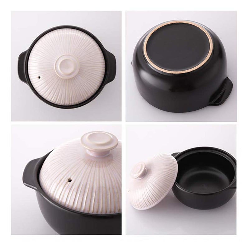Lucia Kitchen Flower Lucia Natural Glazed Ceramic Porcelain Cookware Hot Pot (Beige Pink 1400ml) - Image 4